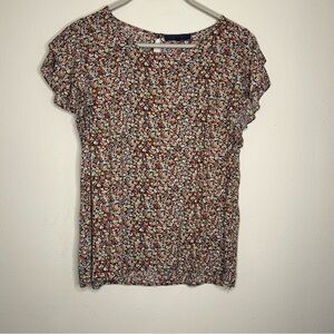 RACHEL Rachel Roy Multicolor Floral Short Sleeve Blouse